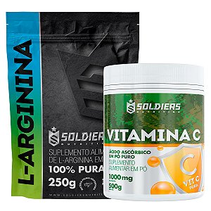 Kit: Vitamina C Em Pó 500g + Arginina 250g - 100% Puro Importado - Soldiers Nutrition