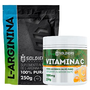 Kit: Vitamina C Em Pó 250g + Arginina 250g - 100% Puro Importado - Soldiers Nutrition