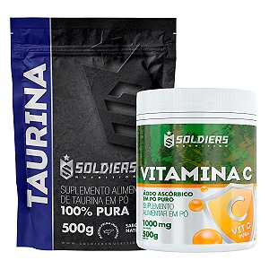 Kit: Taurina 500g + Vitamina C Em Pó 500g - 100% Pura Importada - Soldiers Nutrition