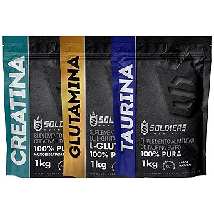 Kit: Glutamina 1Kg + Creatina Monohidratada 1Kg + Taurina 1Kg - 100% Puro Importado - Soldiers Nutrition
