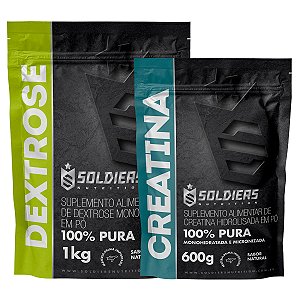 Kit: Dextrose 1Kg + Creatina Monohidratada 600g - 100% Puro Importado - Soldiers Nutrition