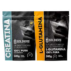 Kit: Creatina Monohidratada 500g + Glutamina 500g - 100% Puro Importado - Soldiers Nutrition