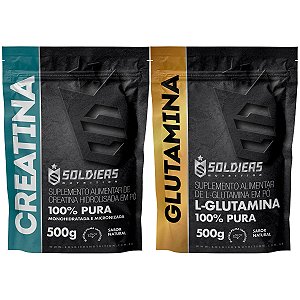 Kit: Creatina Monohidratada 500g + Glutamina 500g - 100% Puro Importado - Soldiers Nutrition