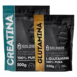 Kit: Creatina Monohidratada 500g + Glutamina 250g - 100% Pura Importada - Soldiers Nutrition