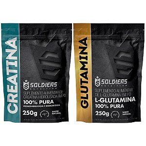 Kit: Creatina Monohidratada 250g + Glutamina 250g - 100% Pura Importada - Soldiers Nutrition