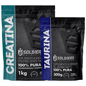 Kit: Creatina Monohidratada 1Kg + Taurina 500g - 100% Pura Importada - Soldiers Nutrition