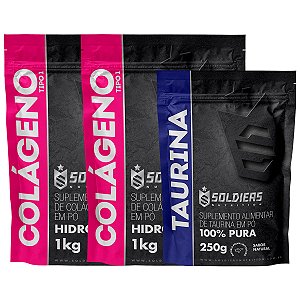 Kit: Colágeno Hidrolisado 2Kg + Taurina 250g - 100% Pura Importada - Soldiers Nutrition