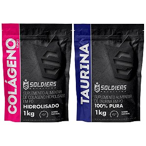 Kit: Colágeno Hidrolisado 1Kg + Taurina 1Kg - 100% Puro Importado - Soldiers Nutrition
