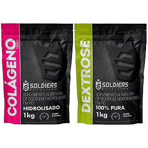 Kit: Colágeno Hidrolisado 1Kg + Dextrose 1Kg - 100% Puro Importado - Soldiers Nutrition