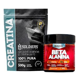 Kit: Beta Alanina 250g + Creatina Monohidratada 500g - 100% Pura Importada - Soldiers Nutrition