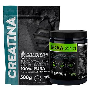 Kit: BCAA Em Pó 500g + Creatina Monohidratada 500g - 100% Puro Importado - Soldiers Nutrition