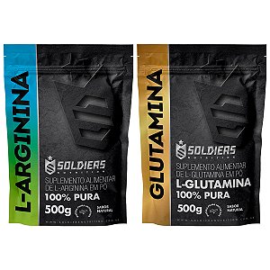 Kit: Arginina 500g + Glutamina 500g - 100% Pura Importada - Soldiers Nutrition