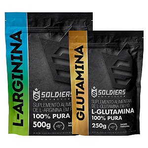 Kit: Arginina 500g + Glutamina 250g - 100% Pura Importada - Soldiers Nutrition