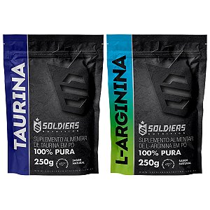 Kit: Arginina 250g + Taurina 250g - 100% Puro Importado - Soldiers Nutrition