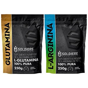 Kit: Arginina 250g + Glutamina 250g - 100% Pura Importada - Soldiers Nutrition