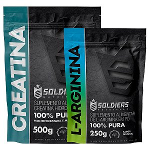 Kit: Arginina 250g + Creatina Monohidratada 500g - 100% Pura Importada - Soldiers Nutrition