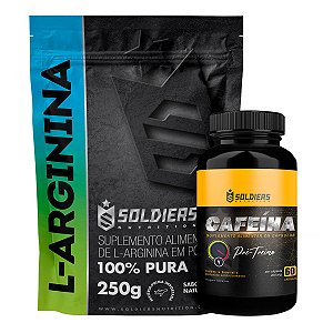 Kit: Arginina 250g + Cafeína 60 Caps 200mg - 100% Pura Importada - Soldiers Nutrition
