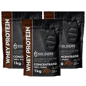 Kit: 3kg Whey Protein Concentrado - 100% Importado - Soldiers Nutrition