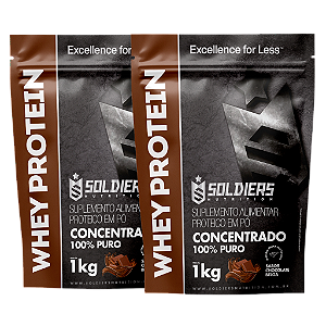 Kit: 2kg Whey Protein Concentrado - 100% Importado - Soldiers Nutrition