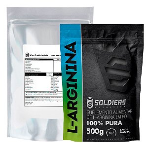 Kit: Whey Protein Isolado 1Kg + Arginina 500g - 100% Importado - Soldiers Nutrition