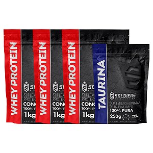 Kit: Whey Protein Concentrado 3Kg + Taurina 250g - 100% Importado - Soldiers Nutrition