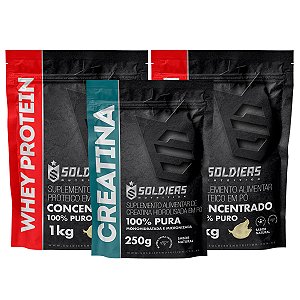 Kit: Whey Protein Concentrado 2Kg + Creatina Monohidratada 250g - 100% Importado - Soldiers Nutrition