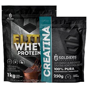 Kit: Elite Pro Whey Concentrado 80% 1kg + Creatina 250g - Soldiers Nutrition
