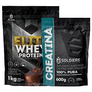 Kit: Elite Pro Whey Concentrado 80% 1kg + Creatina 600g - Soldiers Nutrition