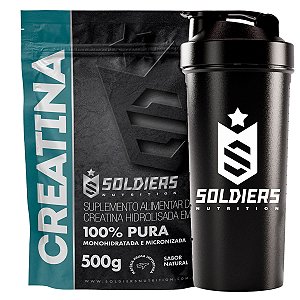 Kit: 5 Creatina Monohidratada 500g + 1x Coqueteleira Simples (Brinde) - Soldiers Nutrition
