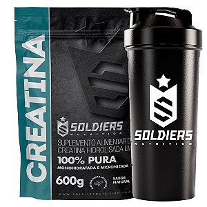 Kit: 5 Creatina Monohidratada 600g + 1x Coqueteleira Simples (Brinde) - Soldiers Nutrition