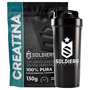 Kit: 10x Creatina Monohidratada 150g + 1x Coqueteleira Simples (Brinde) - Soldiers Nutrition