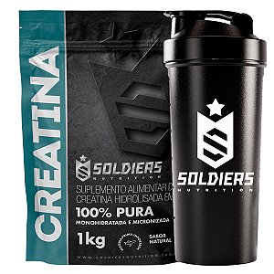 Kit: 5x Creatina Monohidratada 1kg + 1x Coqueteleira Simples (Brinde) - Soldiers Nutrition