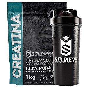 Kit: 10x Creatina Monohidratada 1Kg + 1x Coqueteleira Simples (Brinde) - Soldiers Nutrition