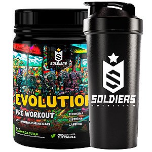 Kit: 5x Pré-Treino Evolution 300g + 1x Coqueteleira Simples (Brinde) - Soldiers Nutrition