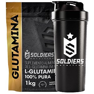 Kit: 5x Glutamina 1kg + 1x Coqueteleira Simples (Brinde) - Soldiers Nutrition