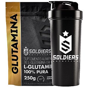 Kit: 10x Glutamina 250g + 1x Coqueteleira Simples (Brinde) - Soldiers Nutrition