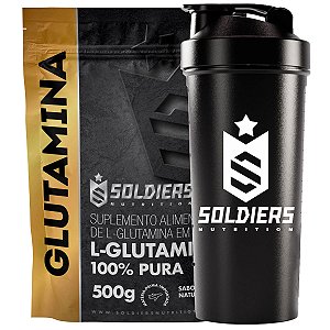 Kit: 10x Glutamina 500g + 1x Coqueteleira Simples (Brinde) - Soldiers Nutrition