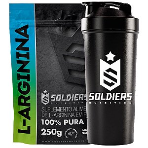 Kit: 5x Arginina 250g + 1x Coqueteleira Simples (Brinde) - Soldiers Nutrition