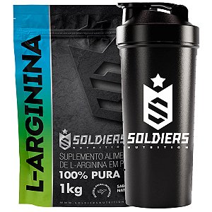 Kit: 5x Arginina 1kg + 1x Coqueteleira Simples (Brinde) - Soldiers Nutrition