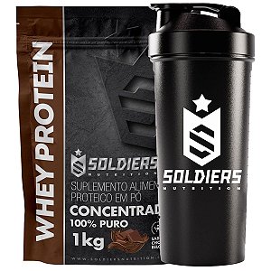 Kit: 10x Whey 60% 1kg + 1x Coqueteleira Simples (Brinde) - Soldiers Nutrition
