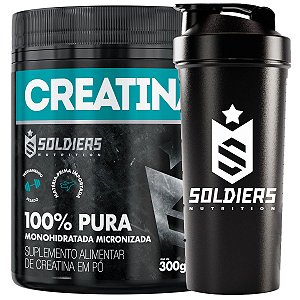 Kit: 5x Creatina Pote 300g + 1x Coqueteleira Simples (Brinde) - Soldiers Nutrition