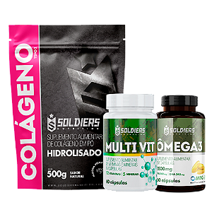 Kit: Colágeno  500g + Ômega 3 + Multivitaminico - Soldiers Nutrition