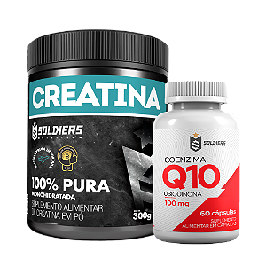 Kit: Coenzima Q10 100mg + Creatina Monohidratada Pote 300g - Soldiers Nutrition