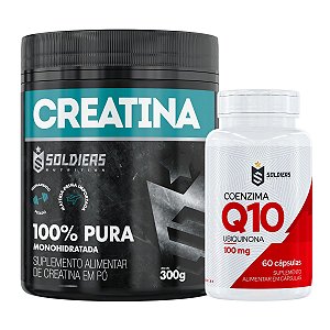 Kit: Coenzima Q10 100mg + Creatina Monohidratada Pote 300g - Soldiers Nutrition