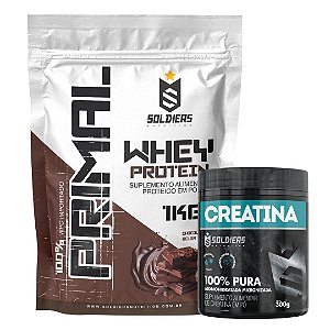 Kit: Whey Protein Primal 1Kg 100% Importado + Creatina Monohidratada Pote 300g - Soldiers Nutrition