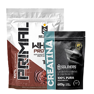 Kit: Whey Protein Primal 1Kg 100% Importado + Creatina Monohidratada 600g - Soldiers Nutrition