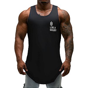 Regata Longline Masculina Preta Like a Soldier - Soldiers Nutrition