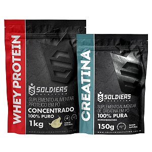 Kit: Whey Protein Concentrado 1Kg + Creatina Monohidratada 150g  -  100% Importado - Soldiers Nutrition