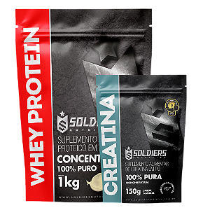 Kit: Whey Protein Concentrado 1Kg + Creatina Monohidratada 150g  -  100% Importado - Soldiers Nutrition