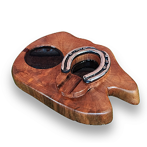 Cinzeiro artesanal rústico para charuto estilo country com porta copo